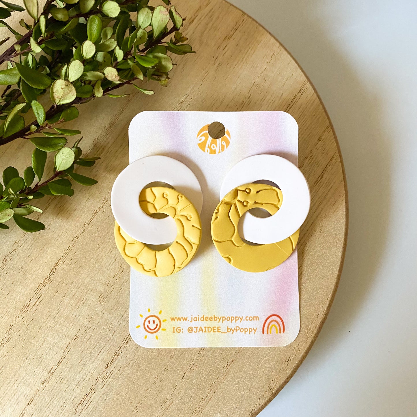 Yellow Floral Chain Earrings