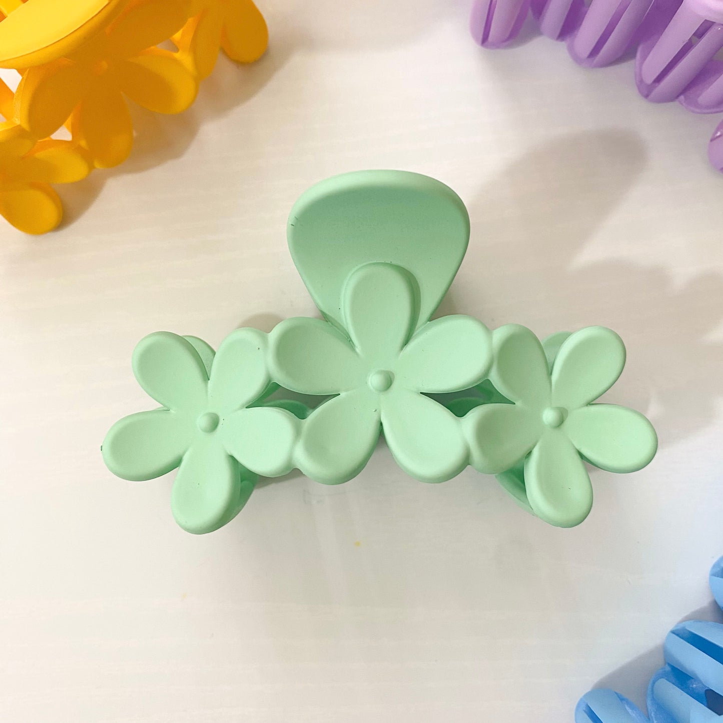 Green Large Floral Summer Claw Clip