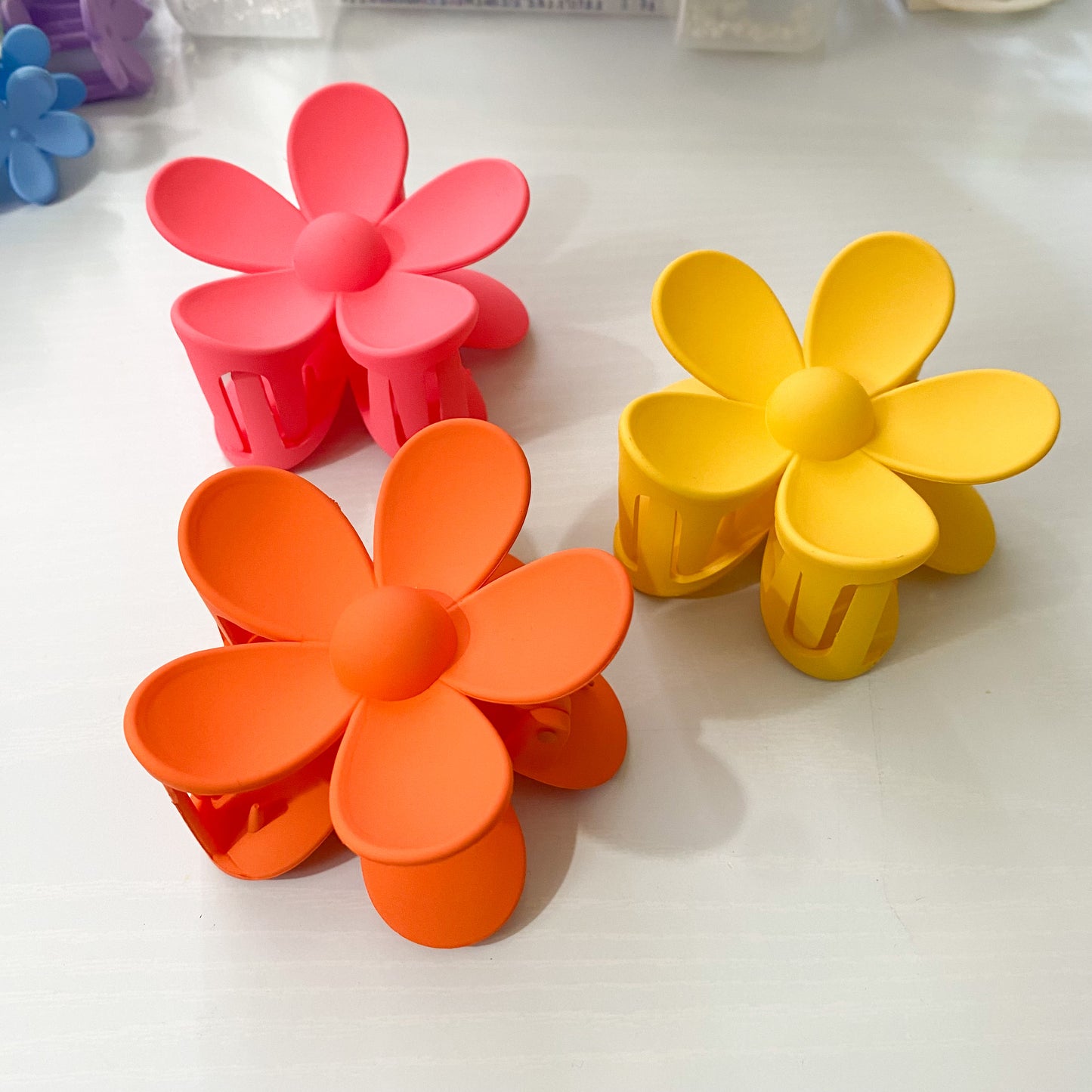Orange Flower Claw Clip-Large