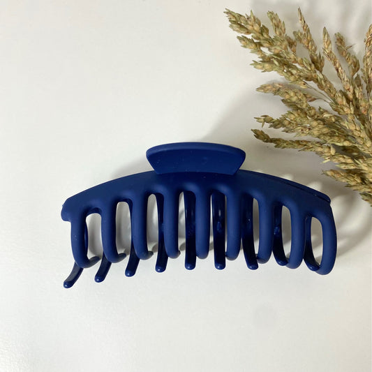 Navy Flannel Claw Clip