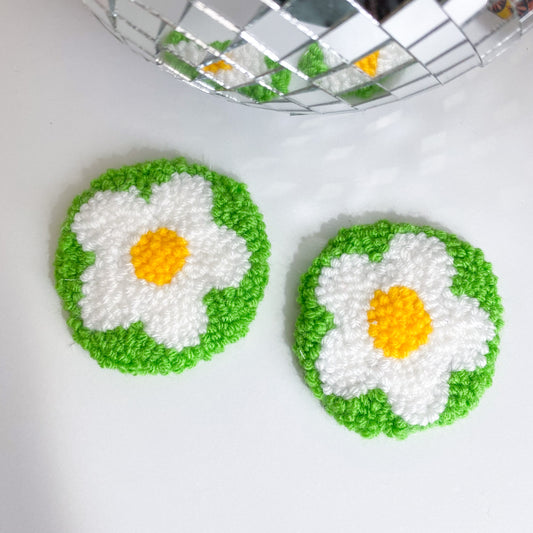 Lime Green Daisy Car Coaster