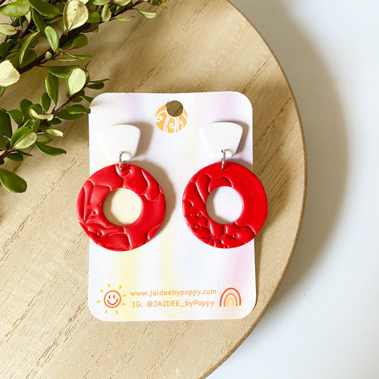 Cherry Red Floral Earrings