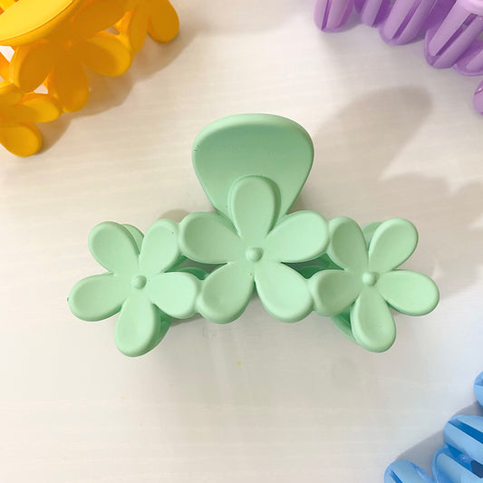 Green Large Floral Summer Claw Clip