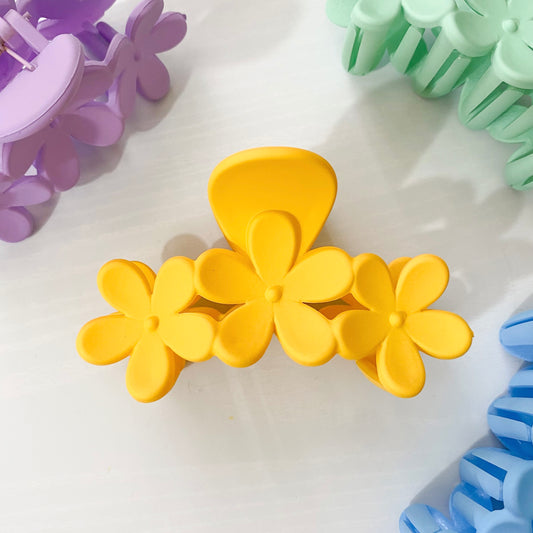 Yellow Large Floral Summer Claw Clip