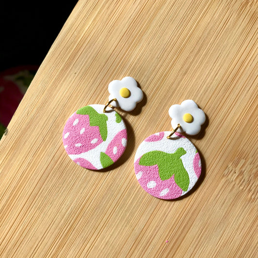 Circle Strawberry Milkshake Earrings